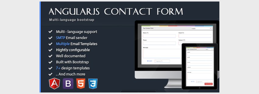 AngularJS Contact Form - HTML5 Bootstrap Multi-Language