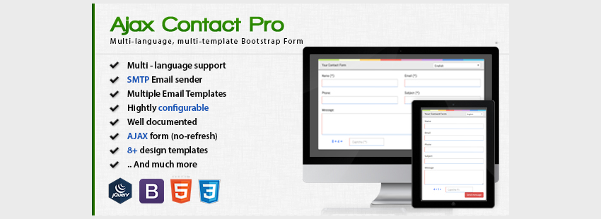 Ajax Contact Pro - Multi-language HTML5 Bootstrap Contact Form